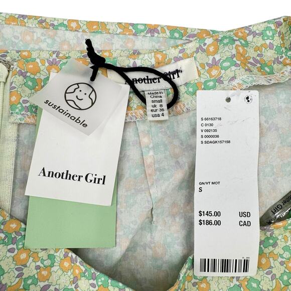 Another Girl Urban outfitters NWT Green Floral Cropped Puff Top & Mini Skirt Set - Picture 14 of 16